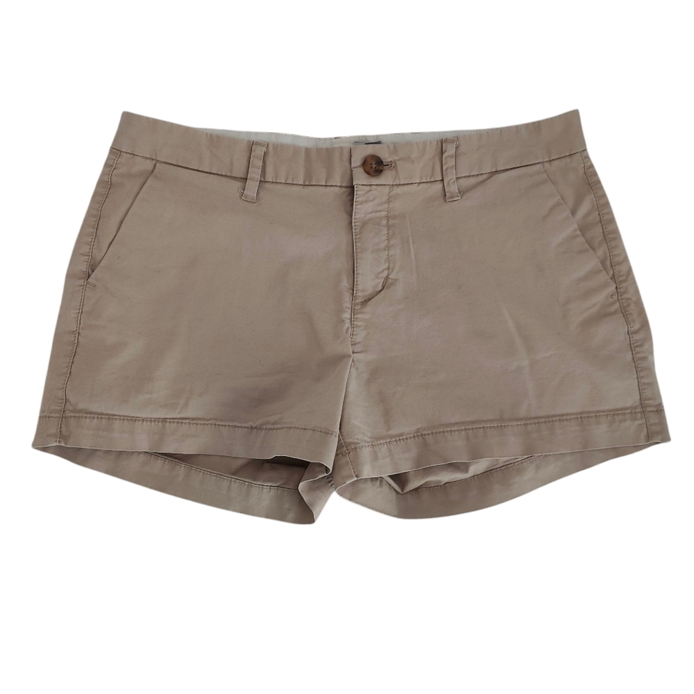SOLD Old Navy Khaki Shorts Size 4 Mid Rise Chino Tan Pockets Belt Loops Cotton